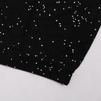 Black Glitter Mesh Sheer Pants with Rhinestone Accents