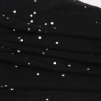 Black Glitter Mesh Sheer Pants with Rhinestone Accents