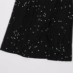 Black Glitter Mesh Sheer Pants with Rhinestone Accents