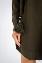 Knit Long-Sleeve Scarf with a Round Neck