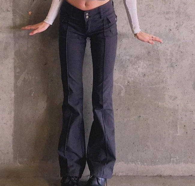 Black Low-Rise Fitted Pocket-Detail Pants Main image