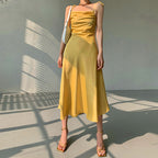 Satin Strappy Dress with Bow Details