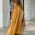 Spaghetti-Strap Boho Maxi Dress