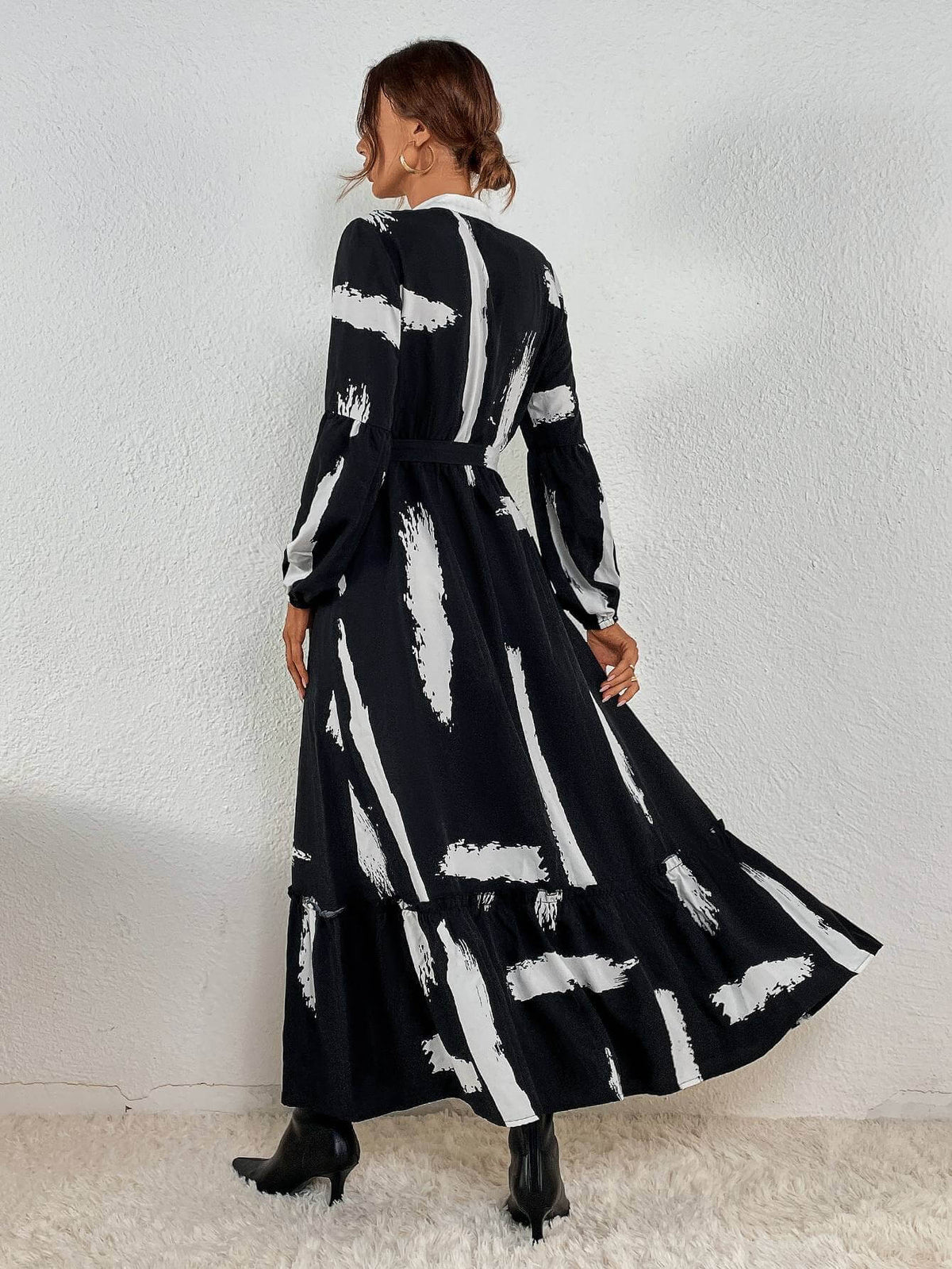 Ruffled Dress with a Waist Tie