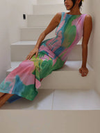 Sleeveless Midi Dress with an Open Back