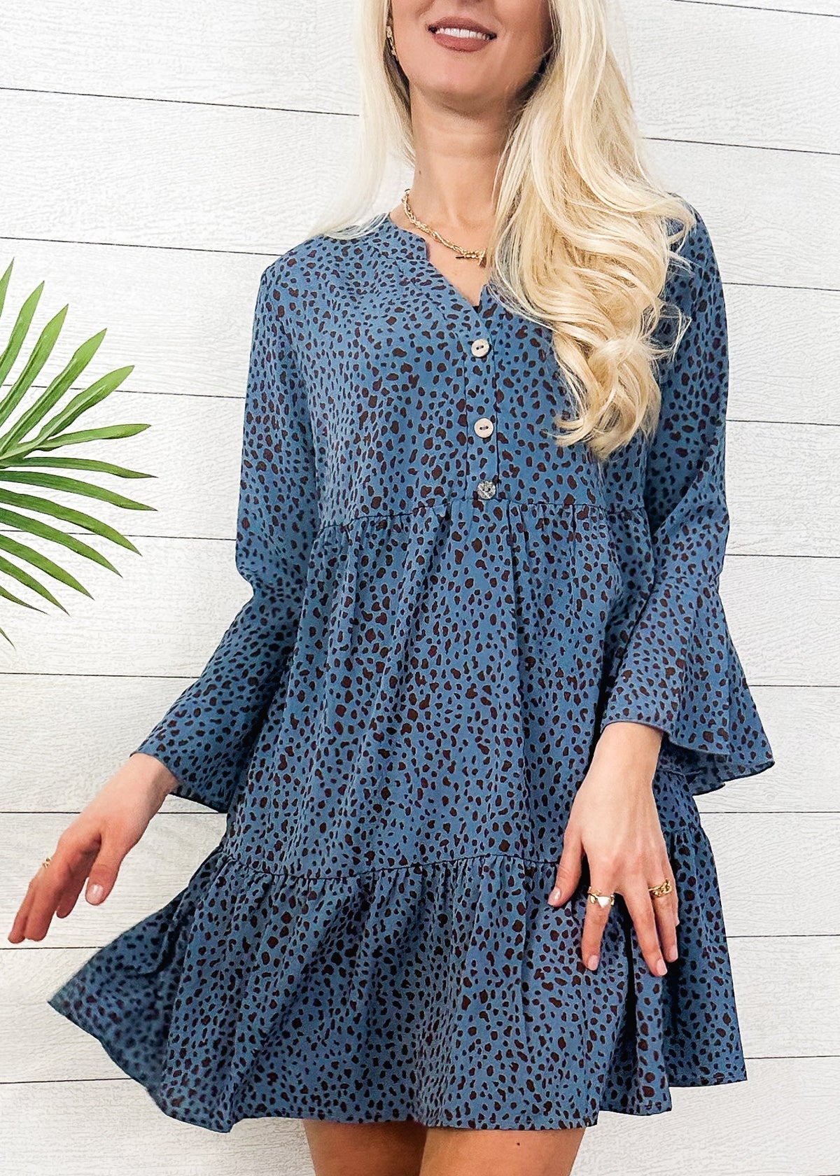 Polka-Dot Long-Sleeve Dress