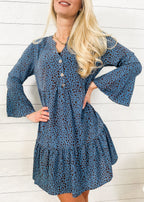 Polka-Dot Long-Sleeve Dress