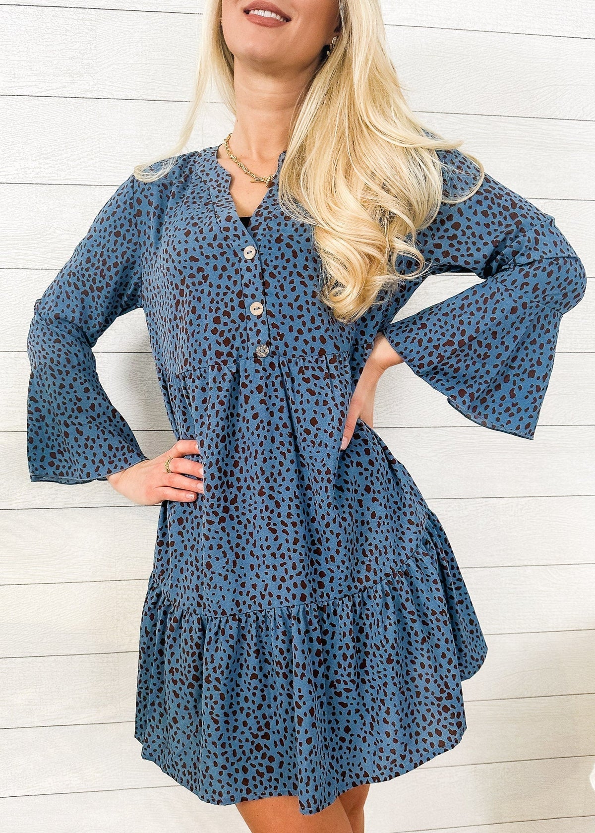 Polka-Dot Long-Sleeve Dress