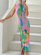 Sleeveless Midi Dress with an Open Back
