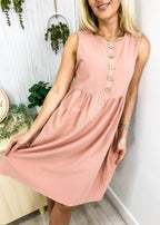 Empire-Waist Dress with Button Details