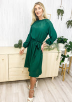 Ruffled Midi Dress with a Waist Tie