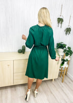 Ruffled Midi Dress with a Waist Tie