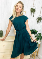 Tie-Waist Dress with Pleat Details