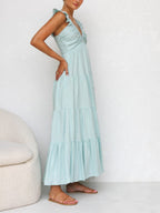 Smocked Tiered Maxi Dress with Ruffle Details