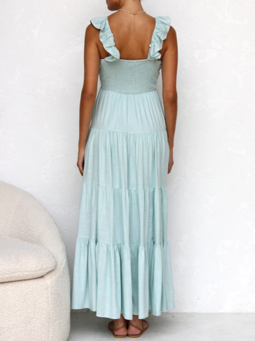 Smocked Tiered Maxi Dress with Ruffle Details