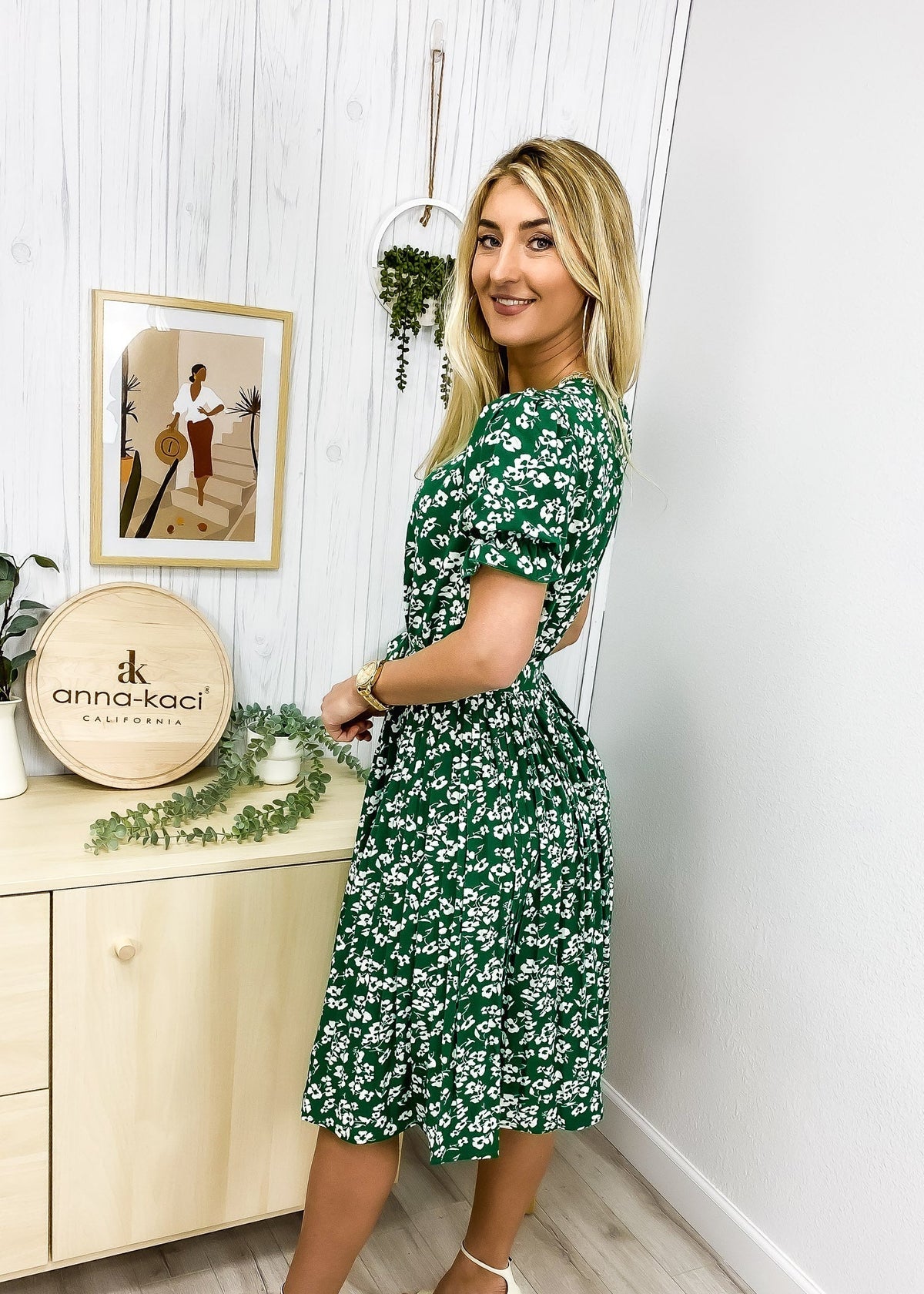 Floral Dress with Pleat Details
