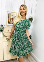 Floral Dress with Pleat Details