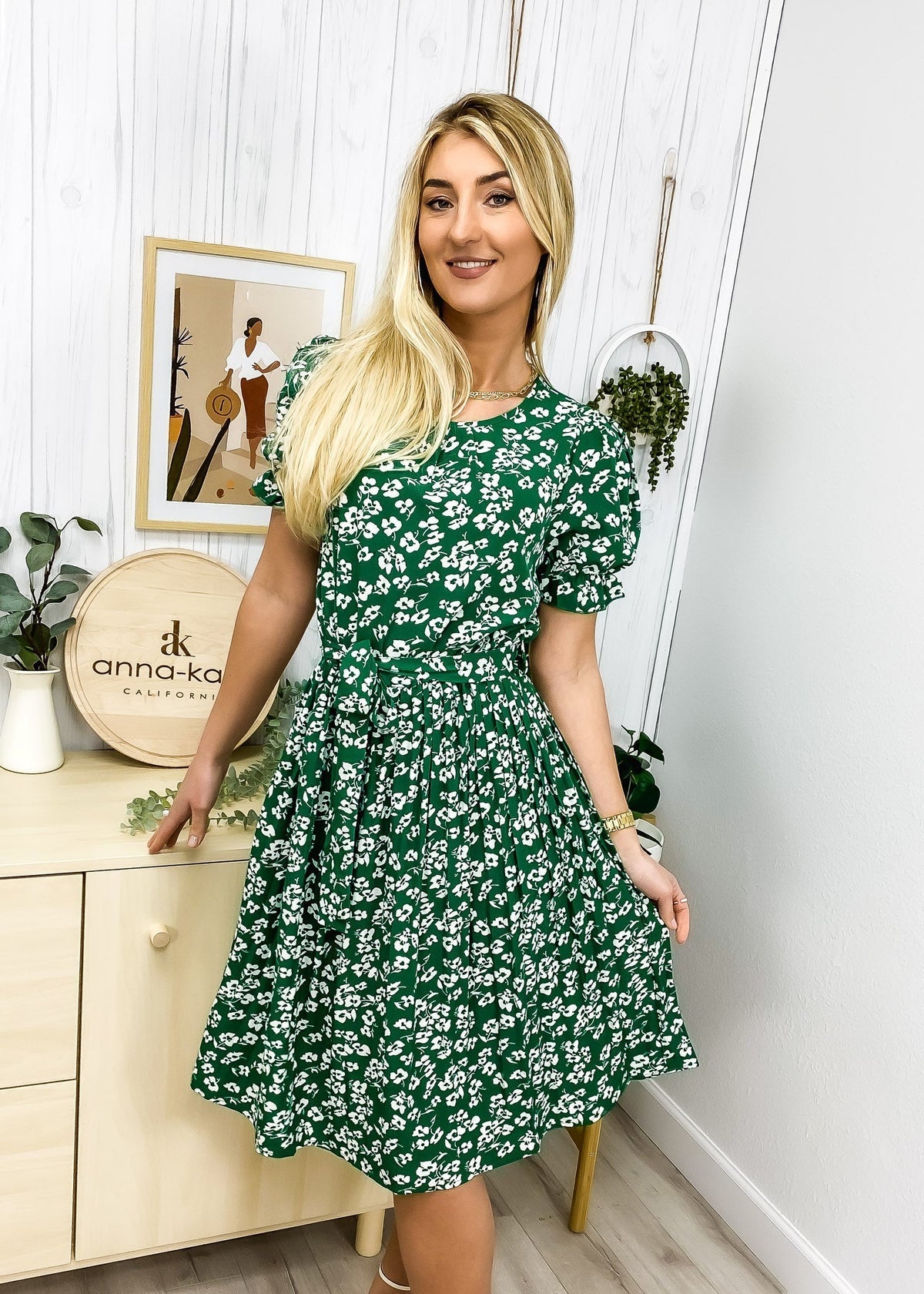 Floral Dress with Pleat Details
