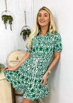 Geometric-Print Collared Dress