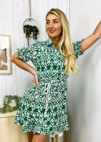 Geometric-Print Collared Dress