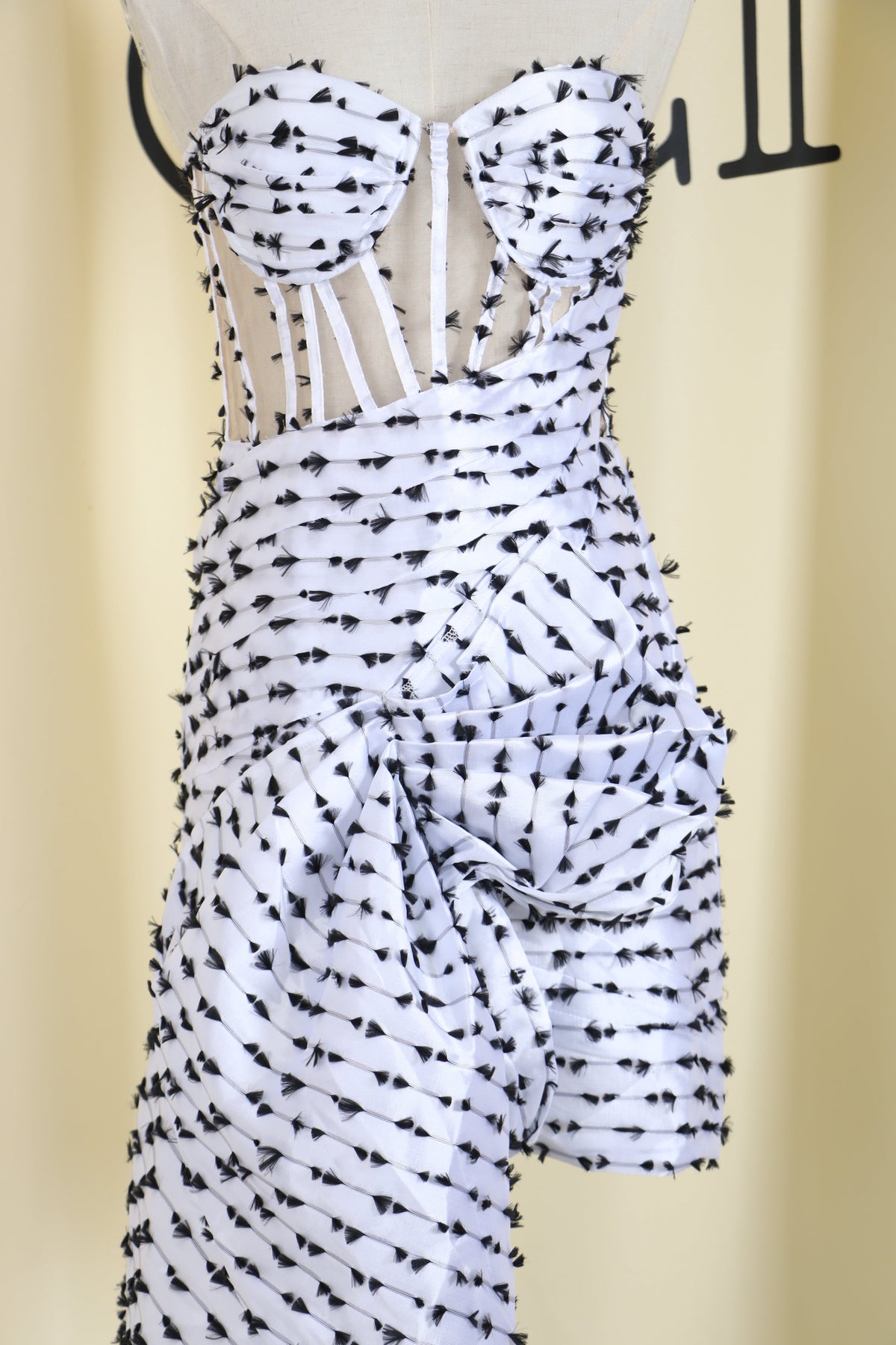 White Bodycon Strapless Mesh Mini Dress