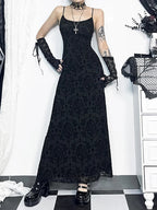 Tall Waist Velvet Celebration Maxi Dress Black / S