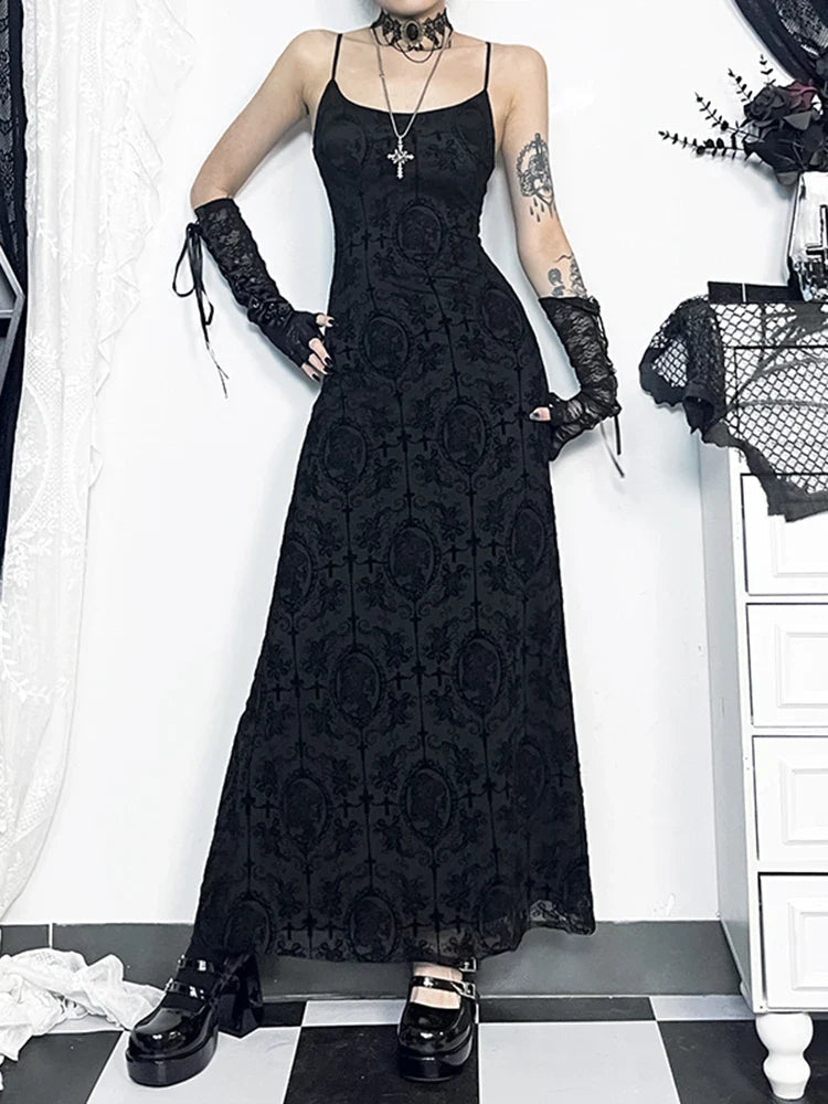 Tall Waist Velvet Celebration Maxi Dress Black / S