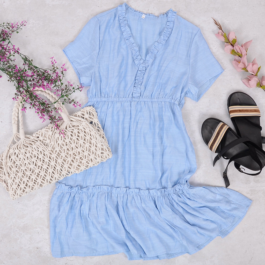 Flared Dress with Ruffle Details