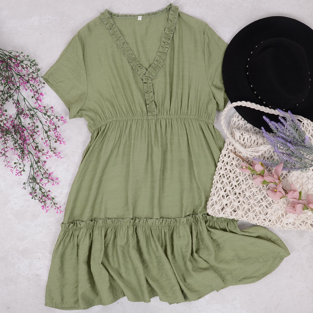 Flared Dress with Ruffle Details
