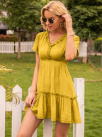Flared Dress with Ruffle Details