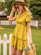 Flared Dress with Ruffle Details
