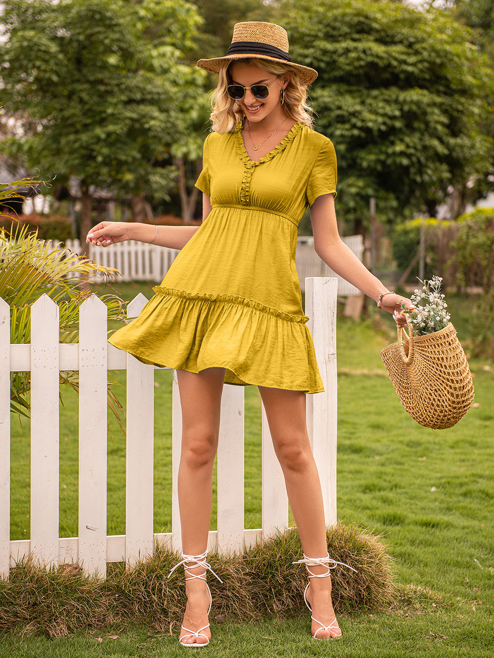 Flared Dress with Ruffle Details