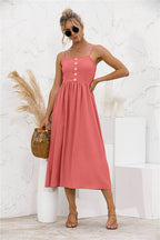 Smocked Dress with Button Details