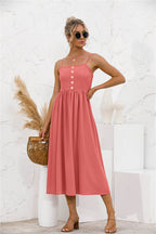 Smocked Dress with Button Details