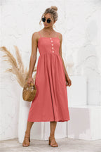 Smocked Dress with Button Details