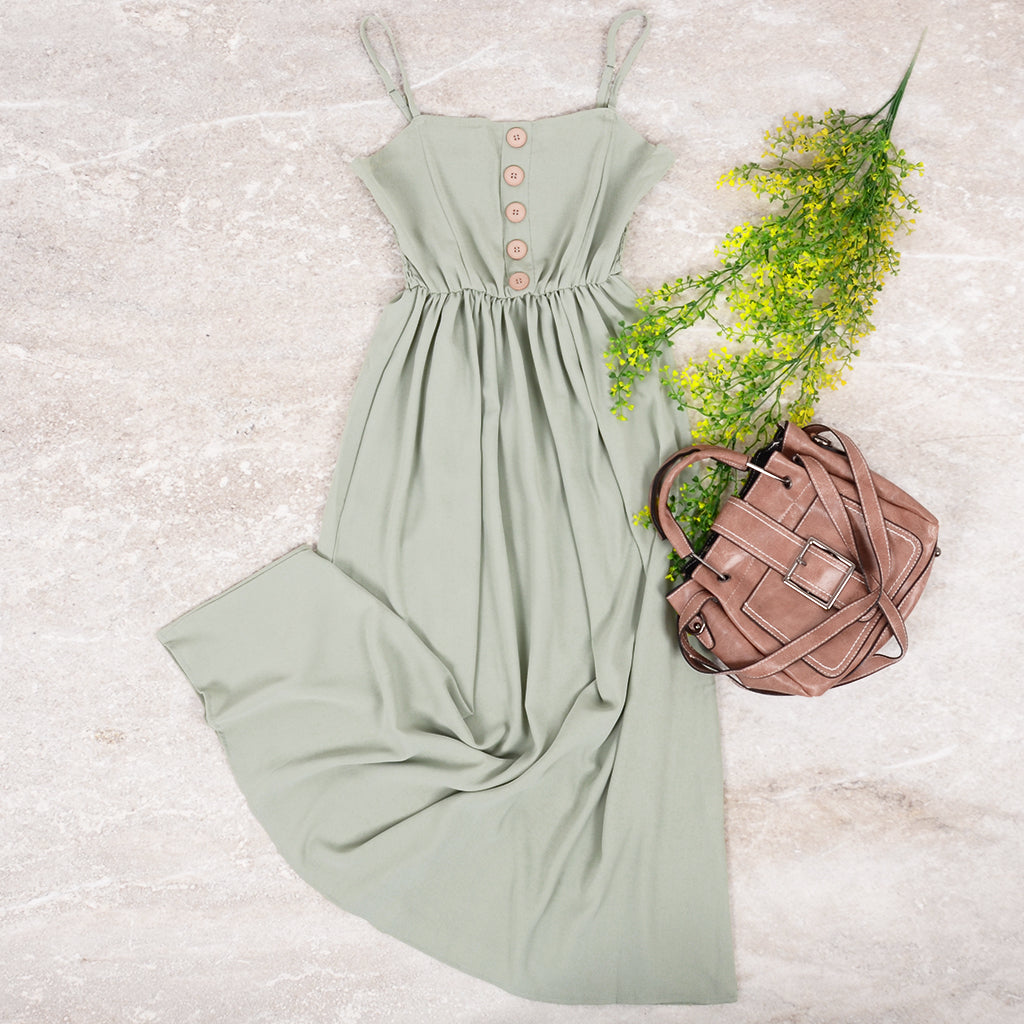 Smocked Dress with Button Details