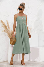 Smocked Dress with Button Details