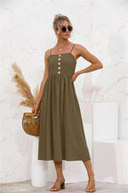 Smocked Dress with Button Details