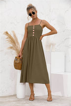 Smocked Dress with Button Details