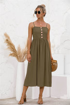 Smocked Dress with Button Details