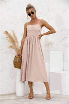 Smocked Dress with Button Details