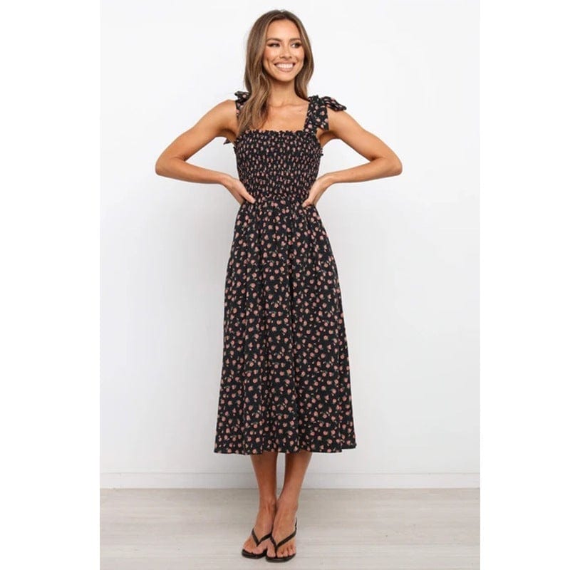 Floral Smocked Dress with Ruffle Details