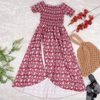 Smocked Wrap-Style Dress with an Off-Shoulder Neck