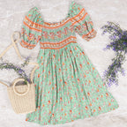 Floral Boho Dress with Ruched Details