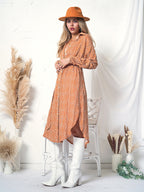 Floral Button-Front Long-Sleeve Dress