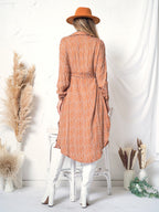 Floral Button-Front Long-Sleeve Dress
