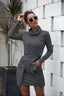 Cowl-Neck Long-Sleeve Dress with a Waist Tie