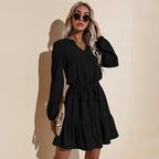 Tie-Waist Tiered Dress with Ruffle Details