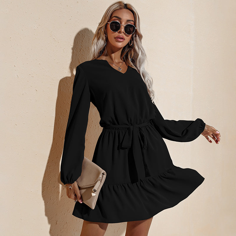 Tie-Waist Tiered Dress with Ruffle Details