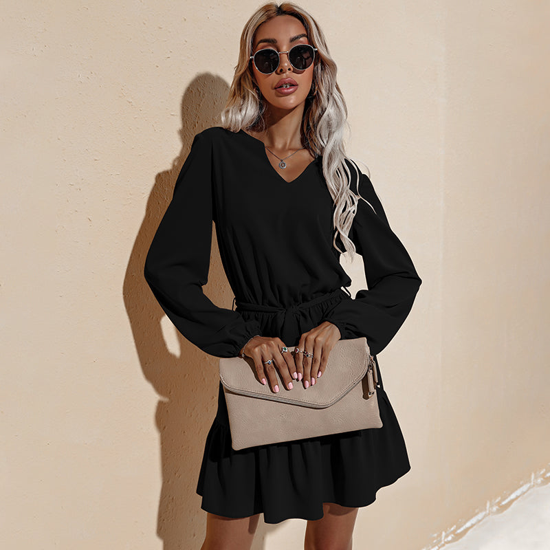 Tie-Waist Tiered Dress with Ruffle Details